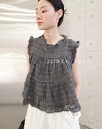 27a8 - PLAID RUFFLE TOP