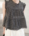 27a8 - PLAID RUFFLE TOP