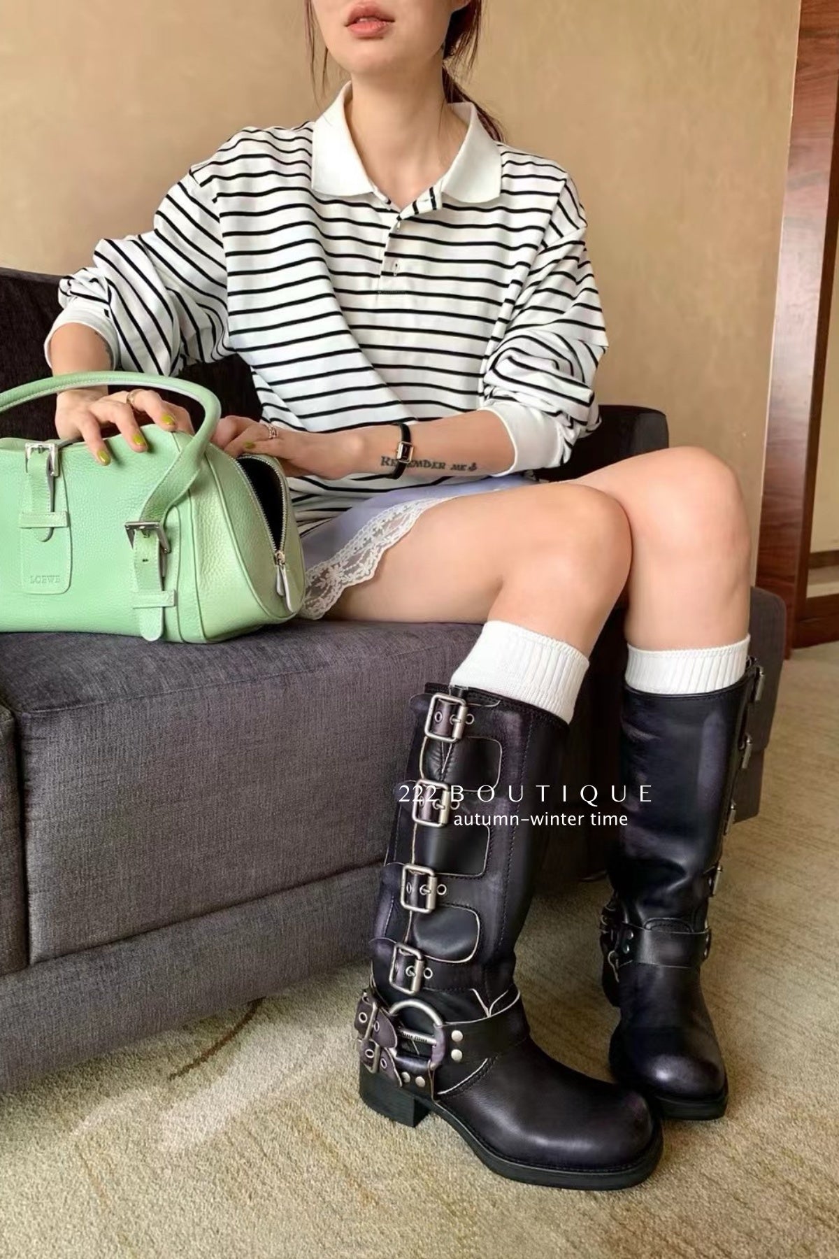 17a83 Long Sleeve Basic Cotton Polo with Stand Collar