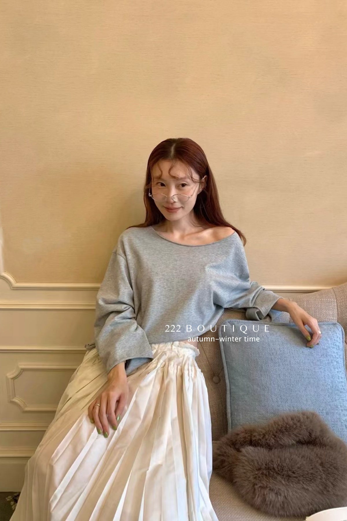 17a85 Asymmetrical Neck Basic Cotton Top