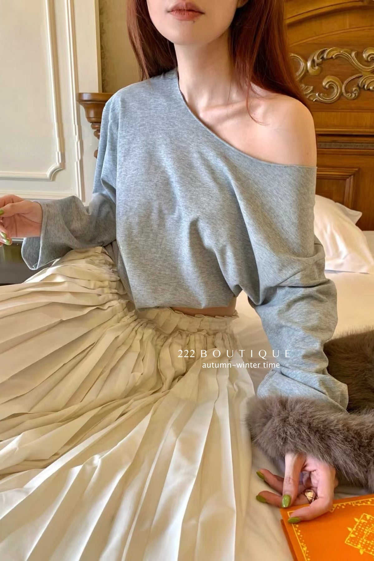 17a85 Asymmetrical Neck Basic Cotton Top