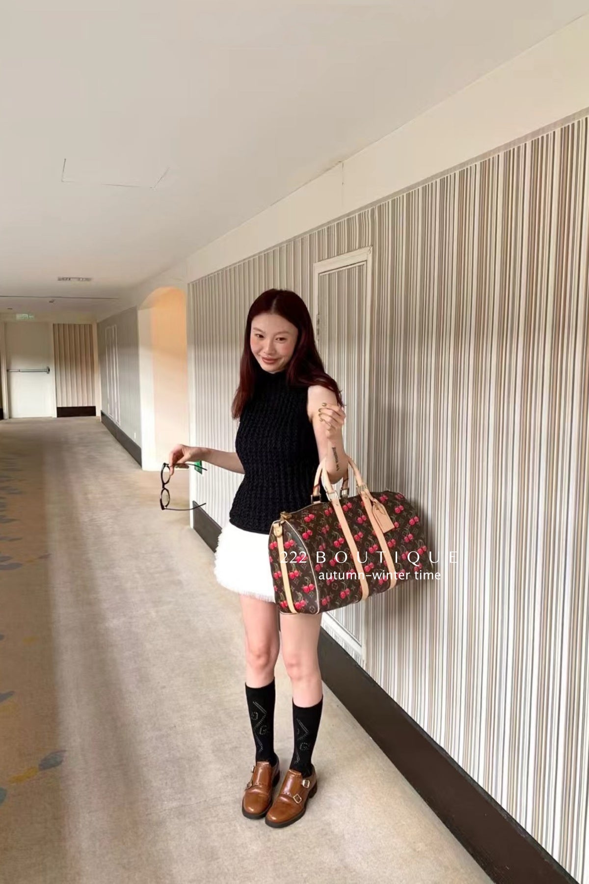 17a80 Hand-Crocheted High-Neck Vest – Cream &amp; Beige