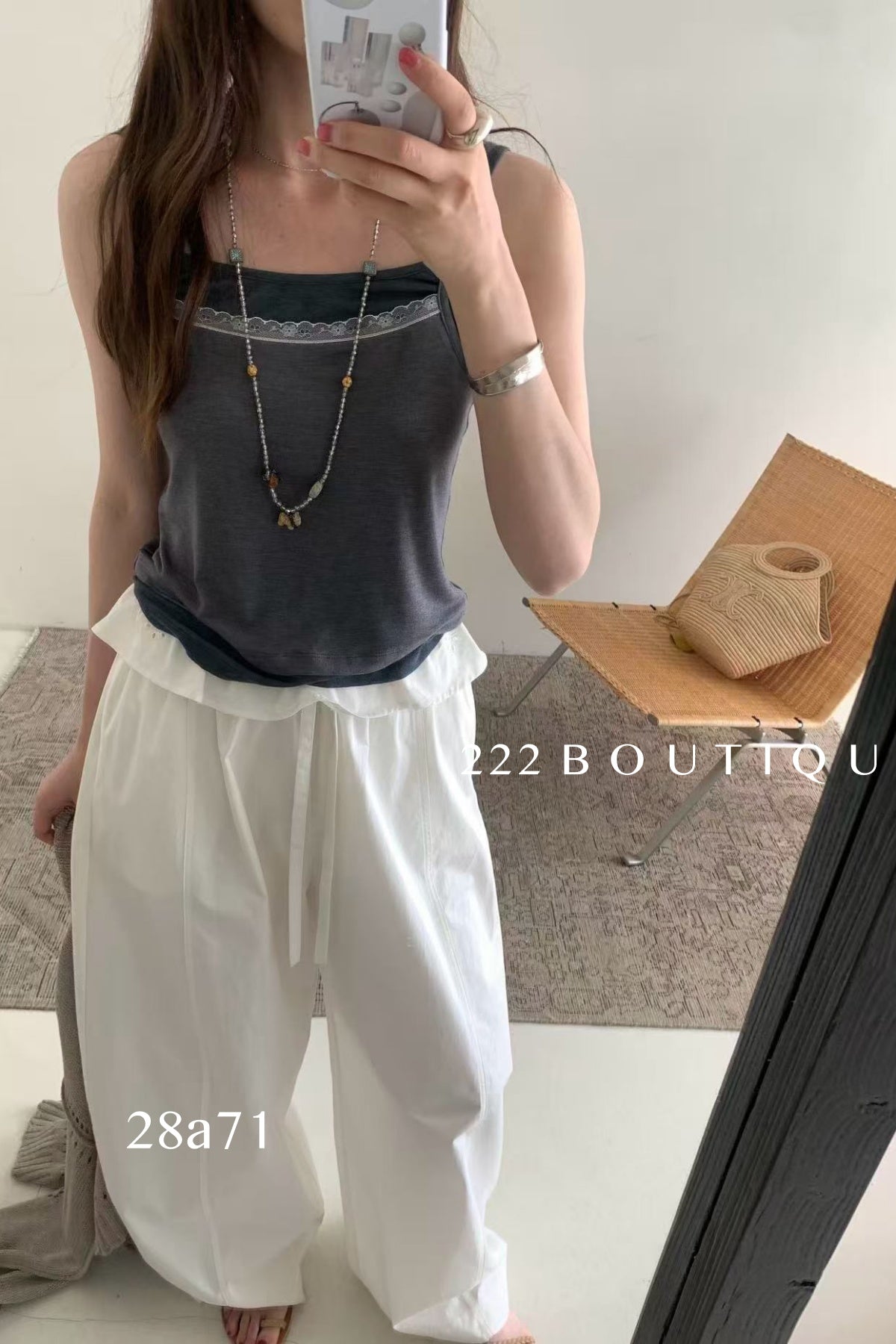 28a71 - CONTRAST KNIT CAMI