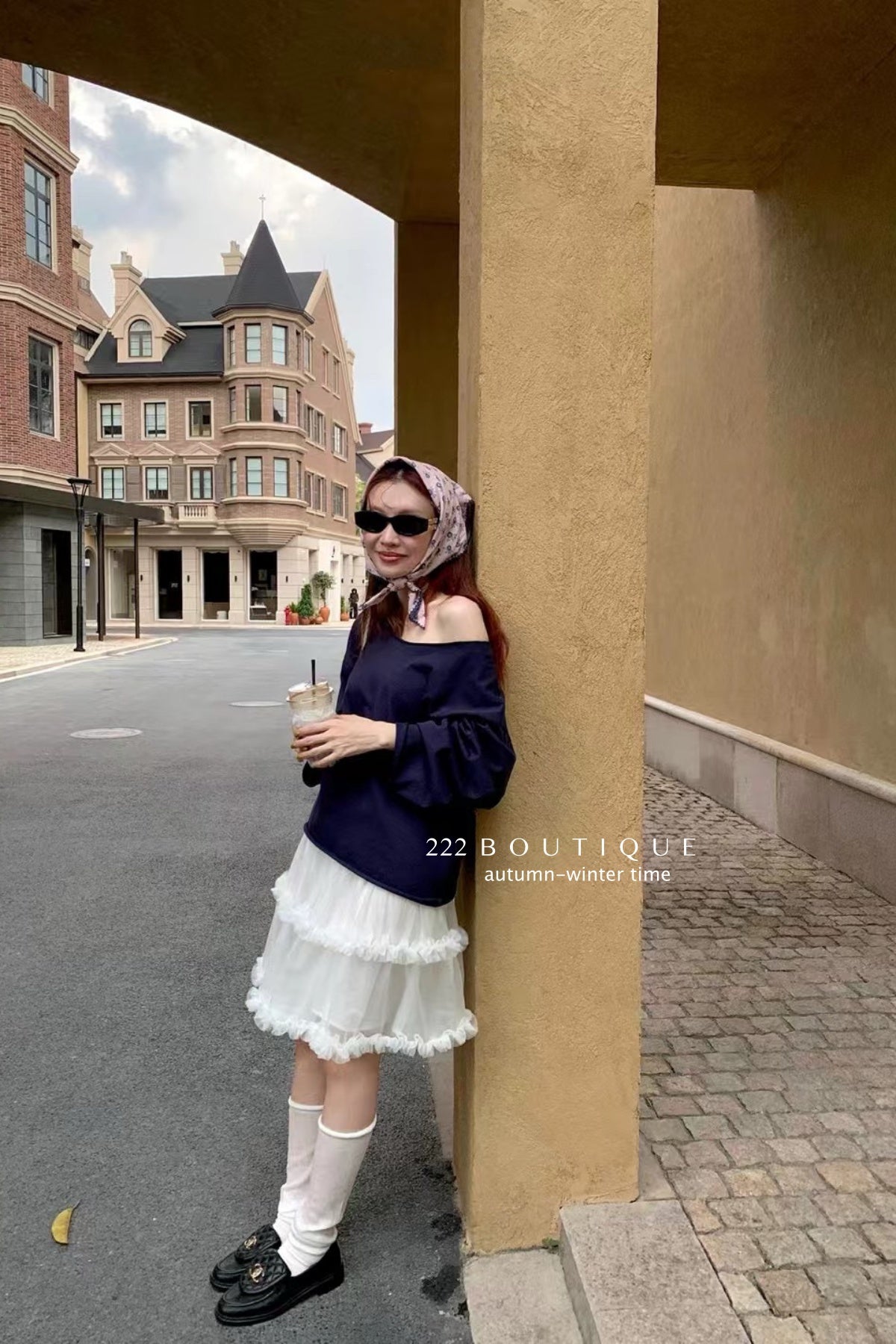 17a85 Asymmetrical Neck Basic Cotton Top