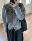 19a100 Cashmere patterned cardigan