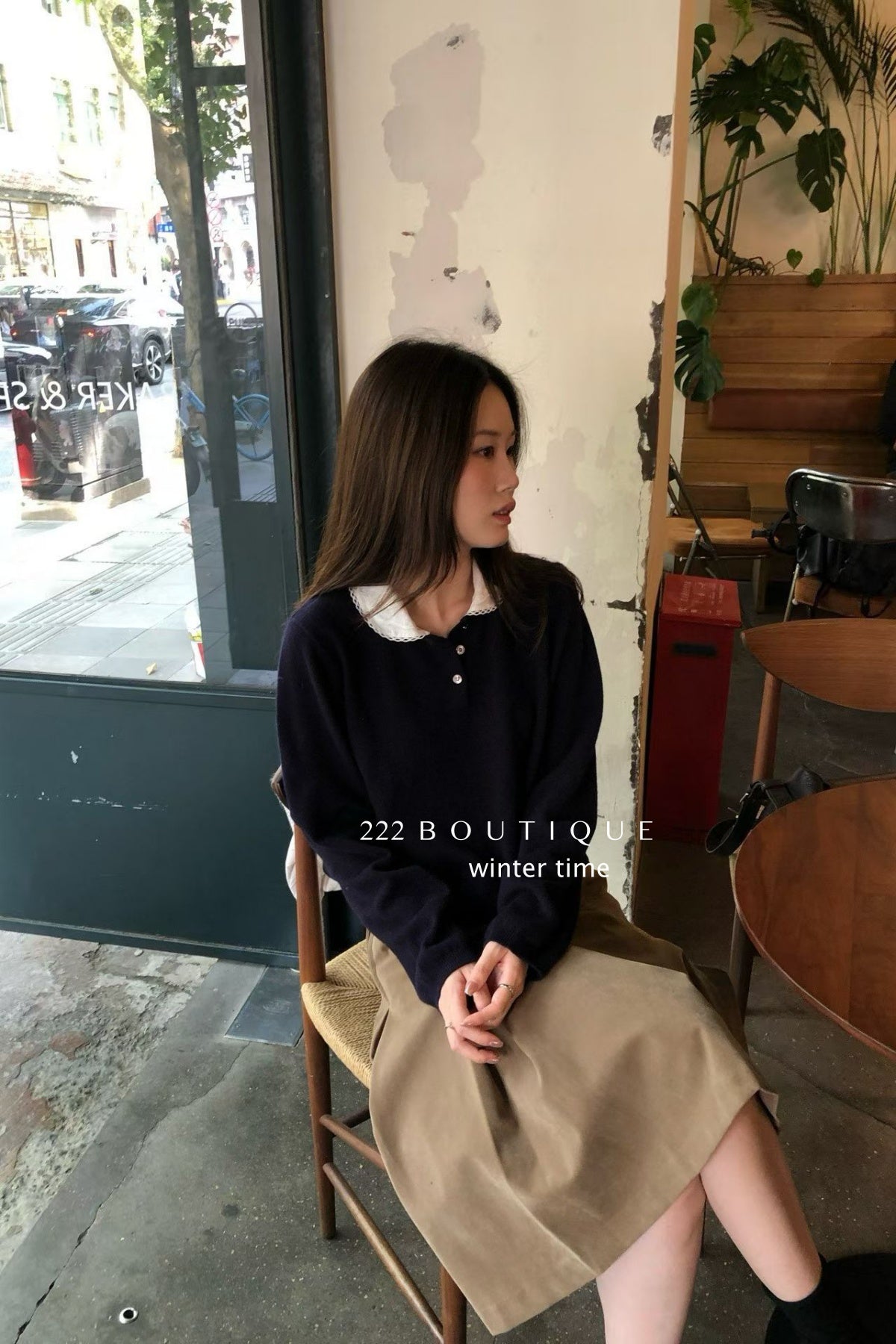 19a98 Cashmere knit shirt-collar top