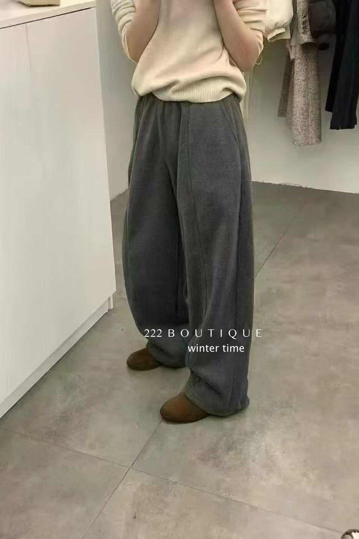 19q40 Cashmere blend elastic-waist wide-leg pants