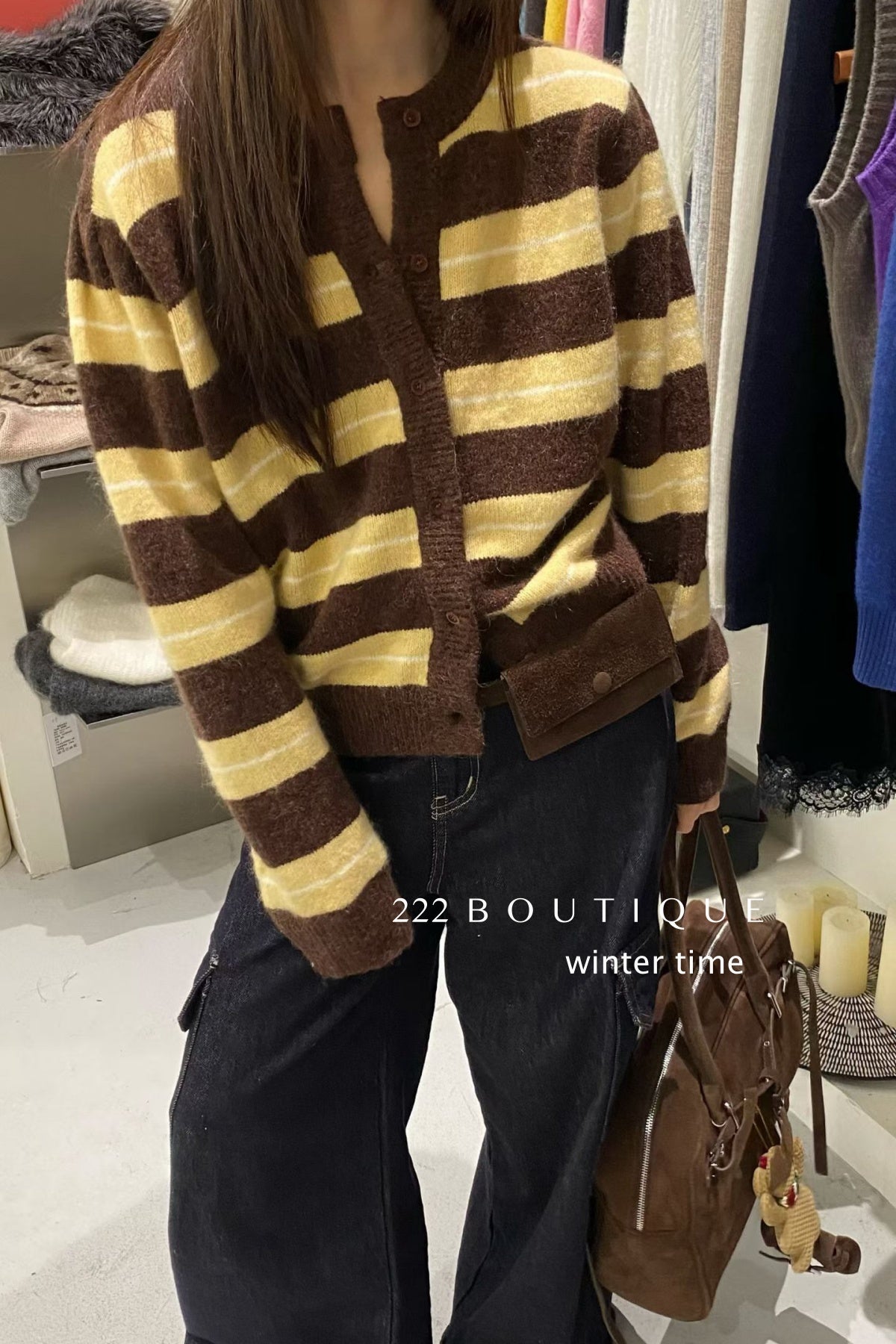 21a9 Striped cashmere cardigan