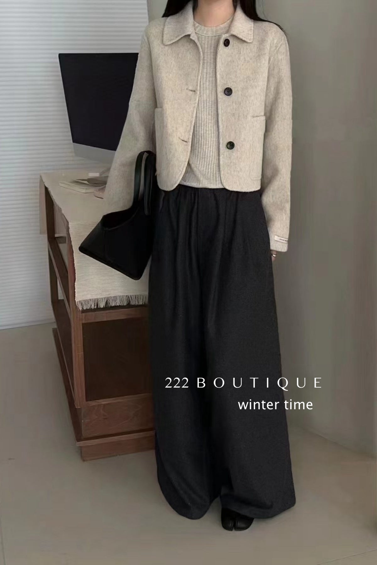 20a117 Hand-stitched cashmere wool coat