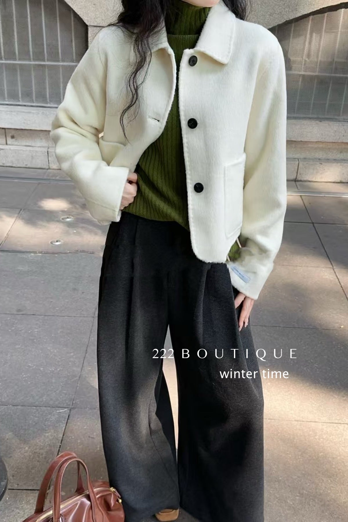 20a117 Hand-stitched cashmere wool coat