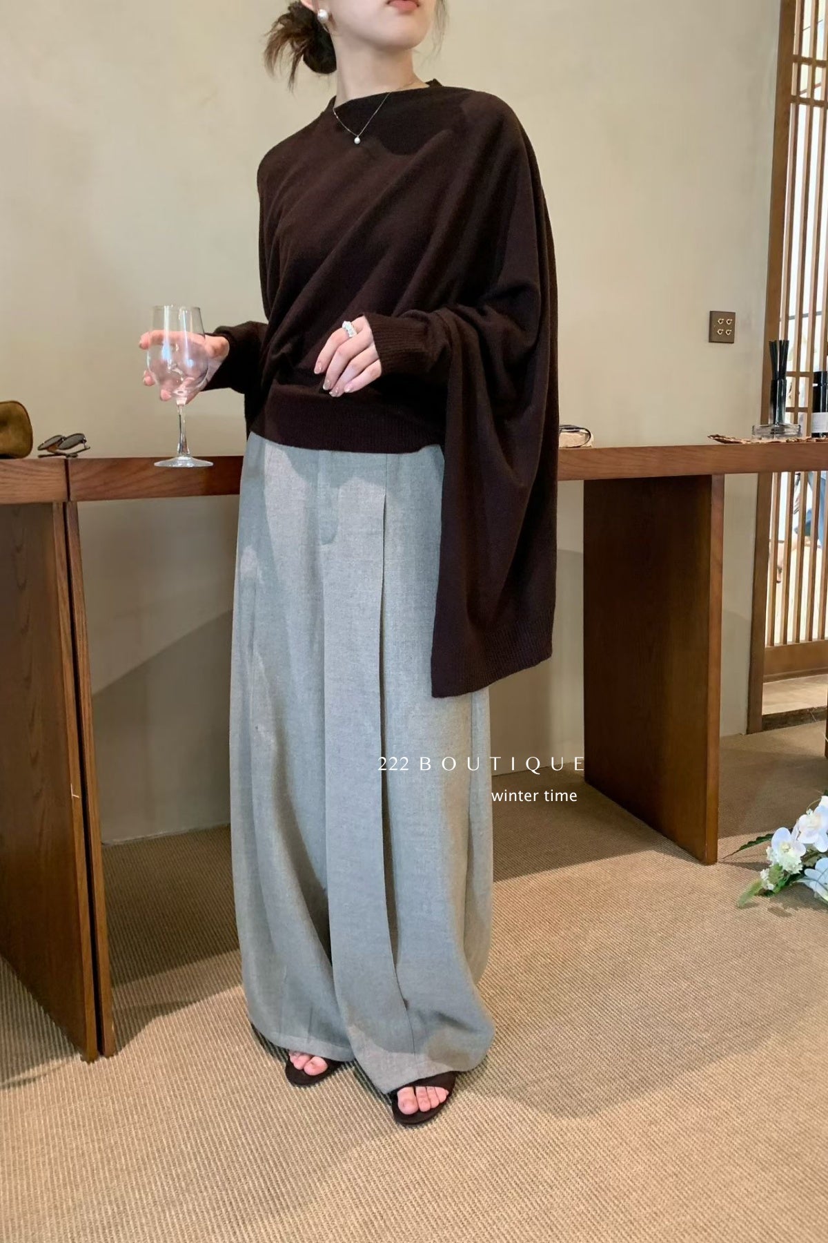 18q32 Wool blend straight-leg pants