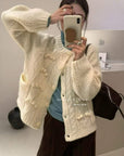 18a94 Thick knit floral cardigan