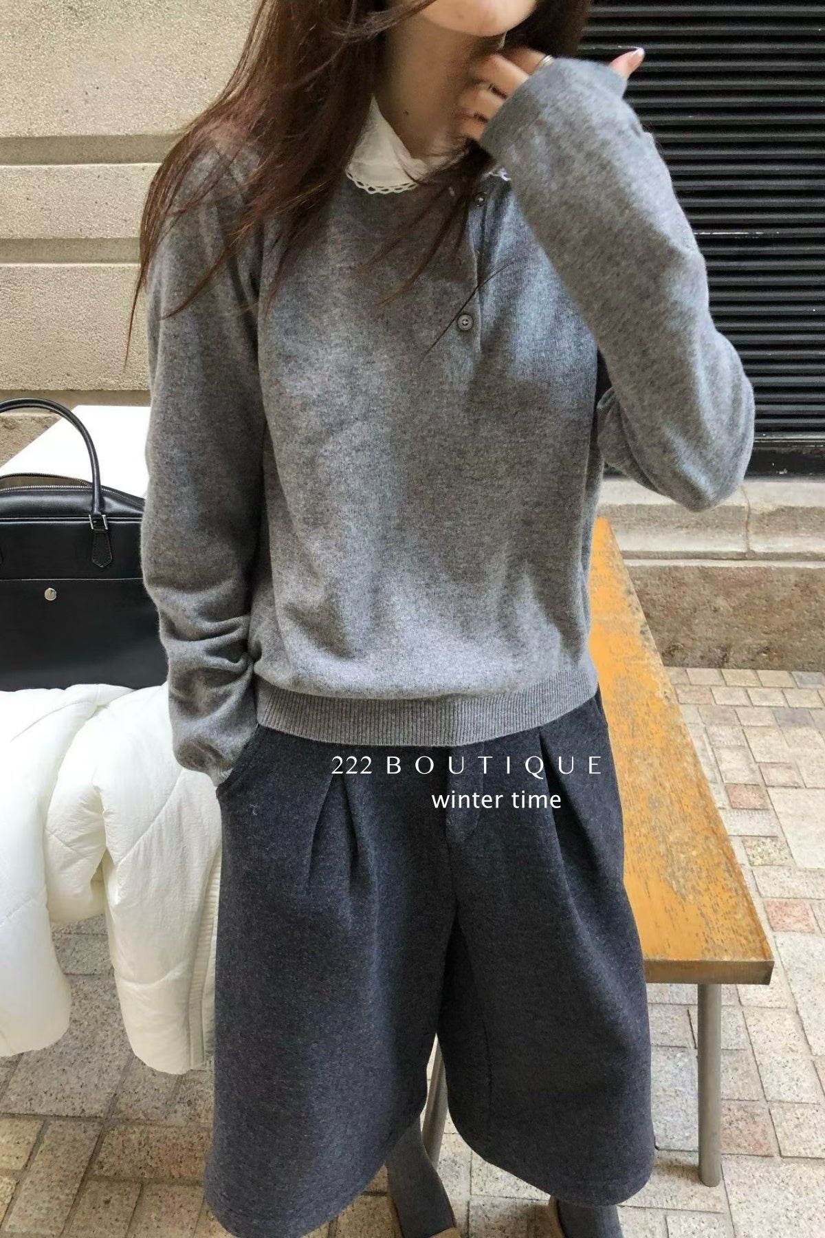 19a98 Cashmere knit shirt-collar top