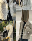 19a107 Fur notch-collar coat