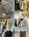 19a107 Fur notch-collar coat