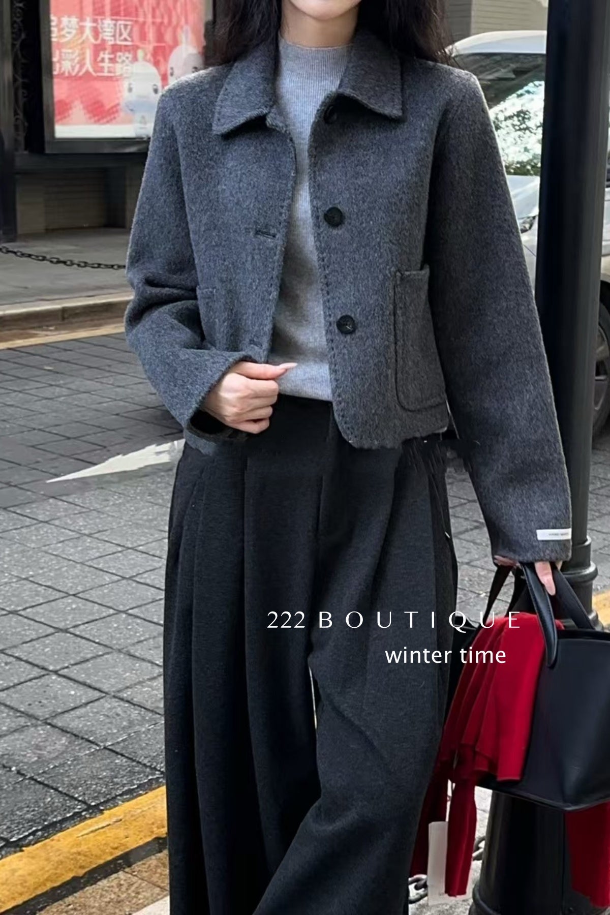 20a117 Hand-stitched cashmere wool coat