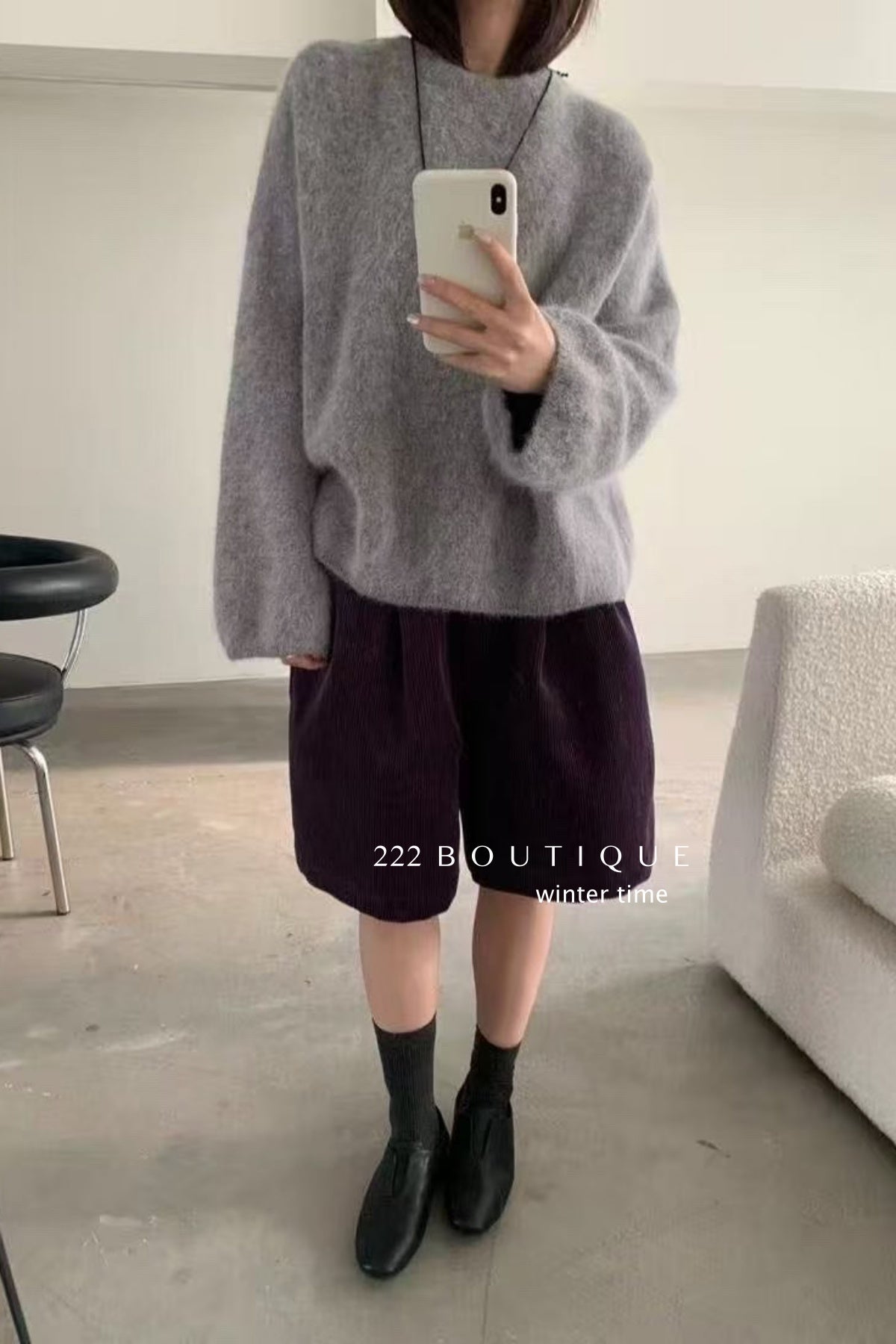 19a90 Rabbit-fur knit sweater