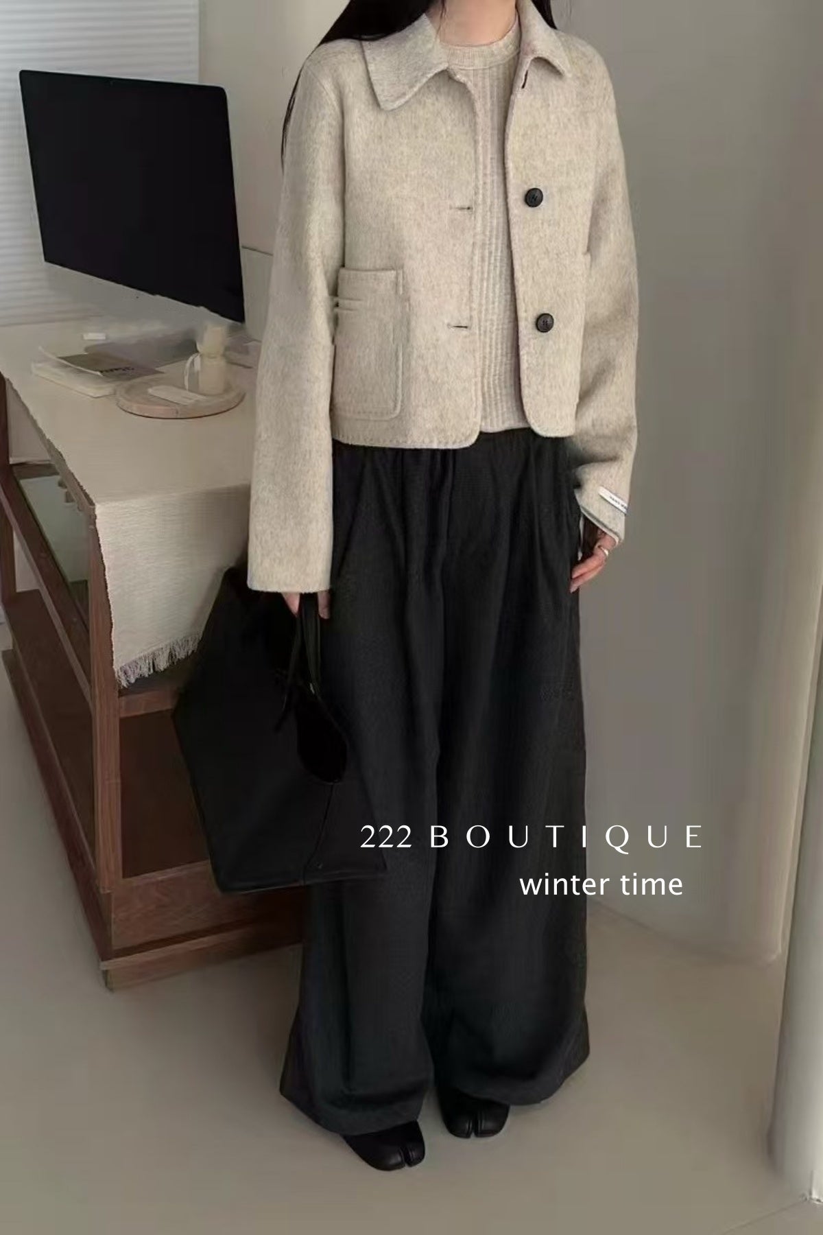 20a117 Hand-stitched cashmere wool coat