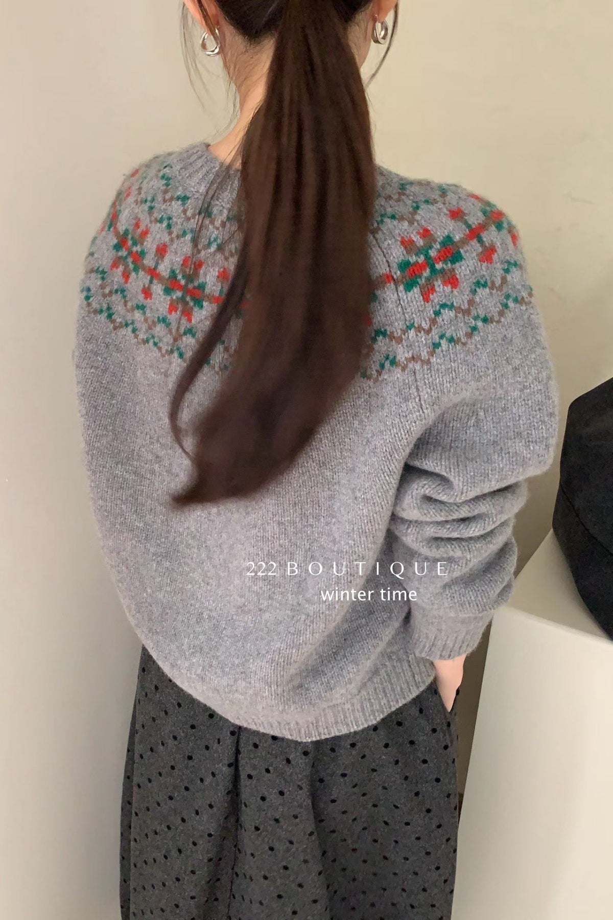 19a100 Cashmere patterned cardigan