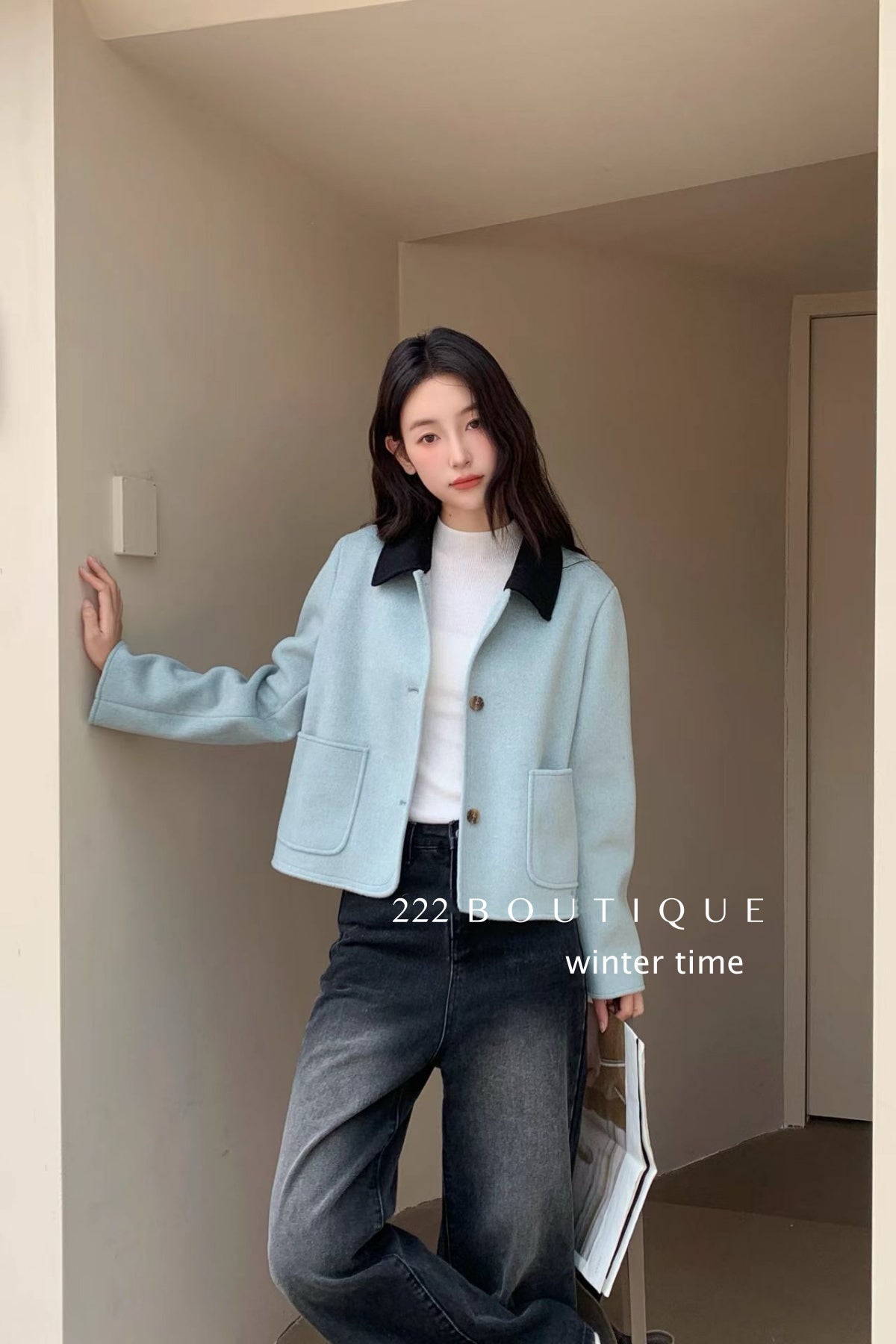 21a28 Cashmere wool coat with notched collar