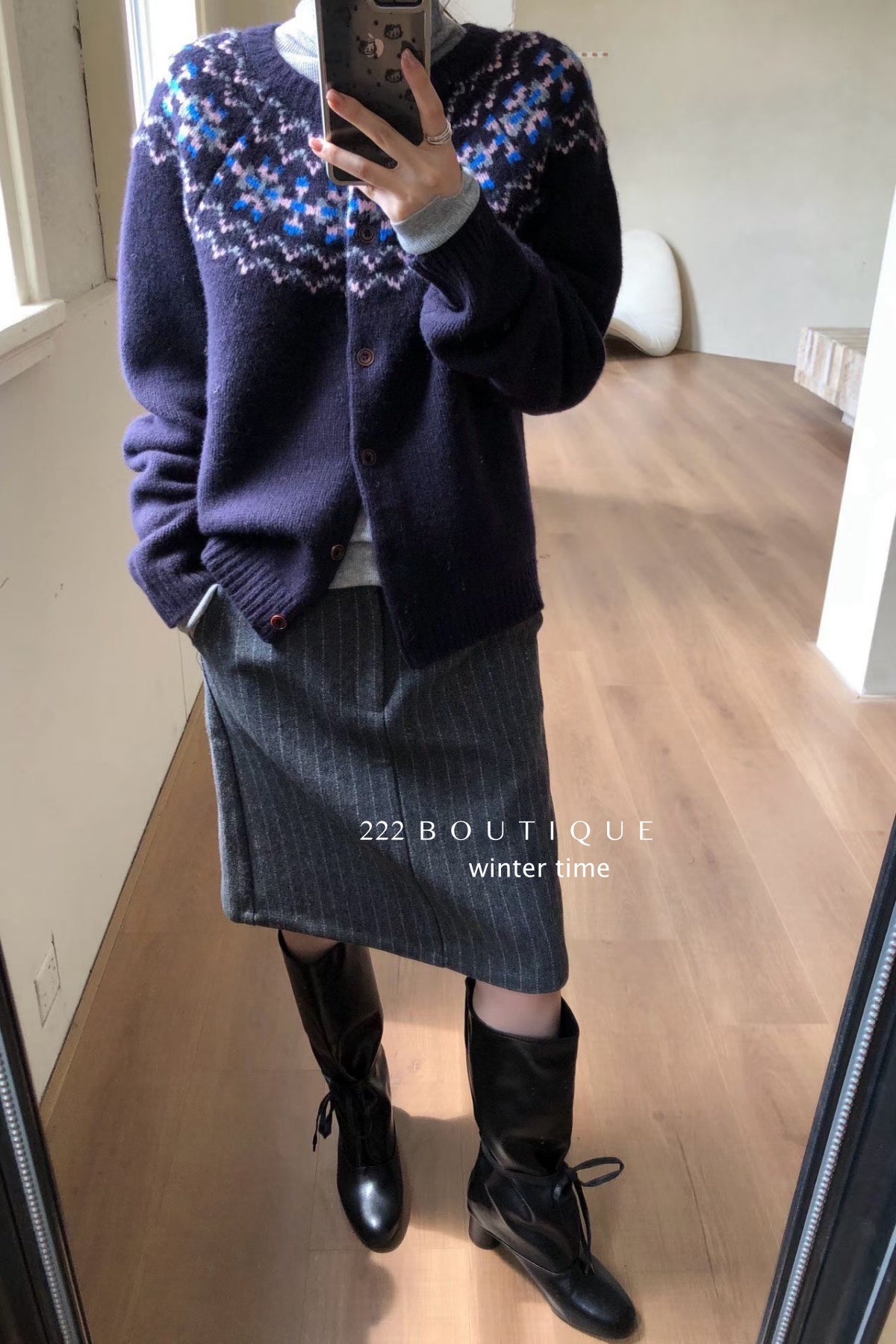 19a100 Cashmere patterned cardigan