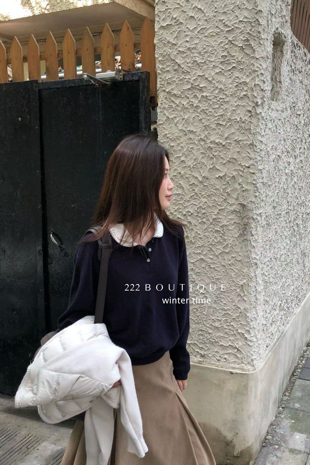 19a98 Cashmere knit shirt-collar top