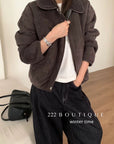 19a68 Suede fur-lined jacket