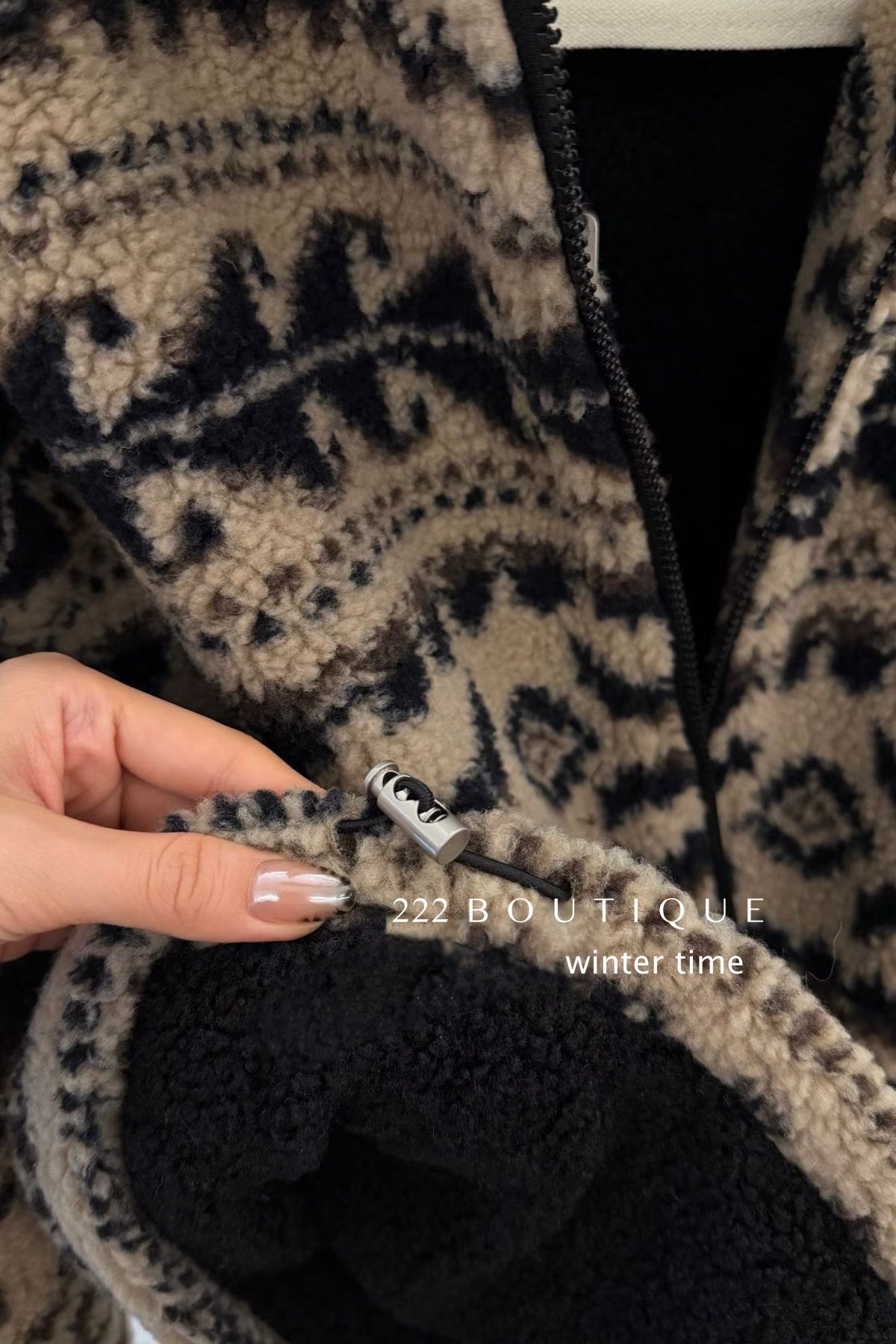 20a123 Light brown ethnic fur jacket