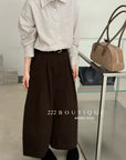 20q14 Wool–khaki blend cropped trousers with belt