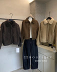 19a68 Suede fur-lined jacket
