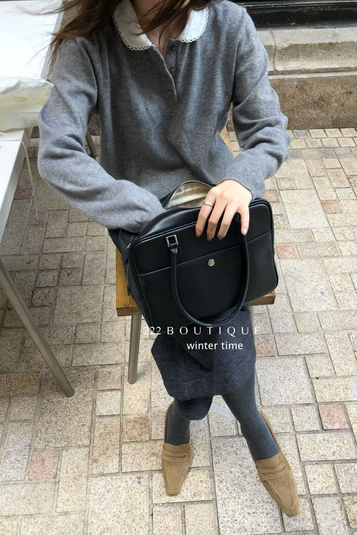 19a98 Cashmere knit shirt-collar top