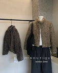 19a67 Grey faux-fur coat with a classic notched lapel