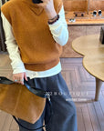 21a8 Fold-over collar cashmere vest