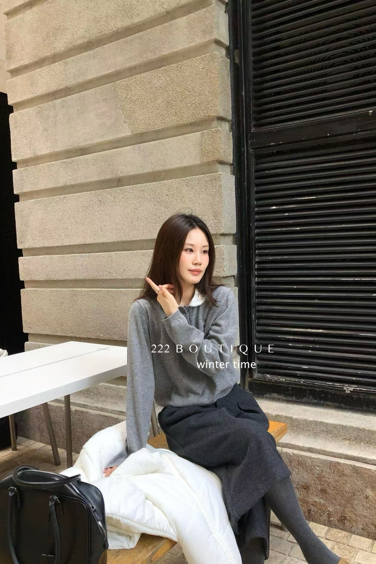 19a98 Cashmere knit shirt-collar top