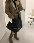 19a89 Reversible suede–fur coat