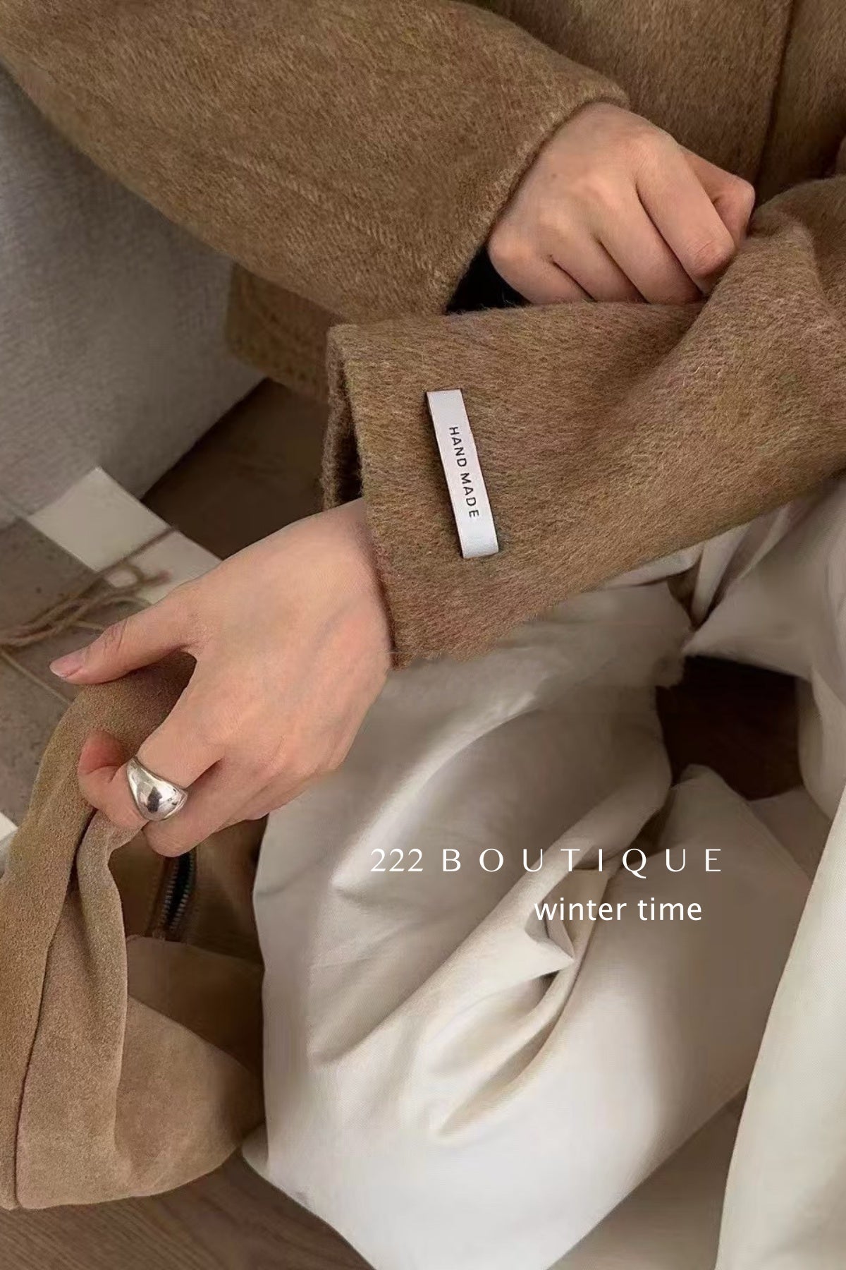 20a117 Hand-stitched cashmere wool coat