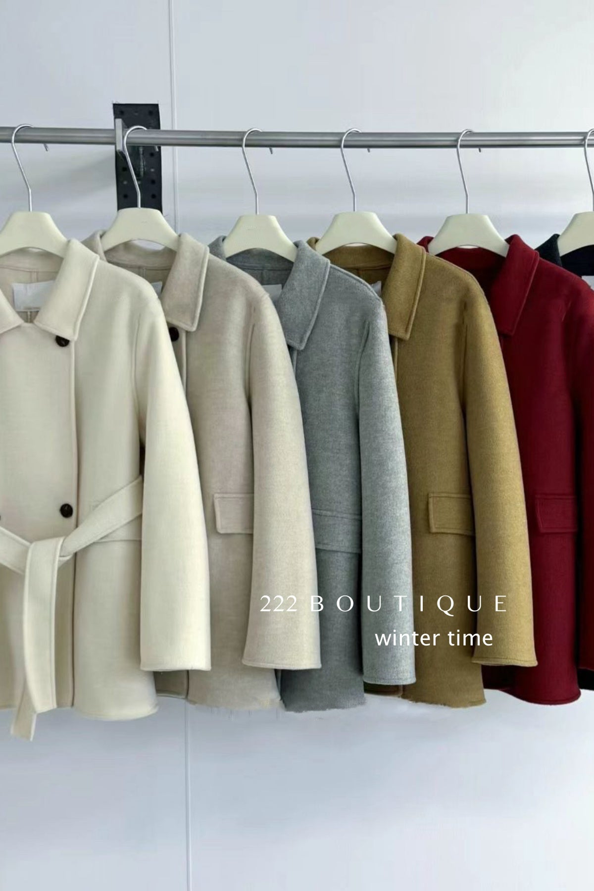 21a29 Mid-length notched-collar wool coat