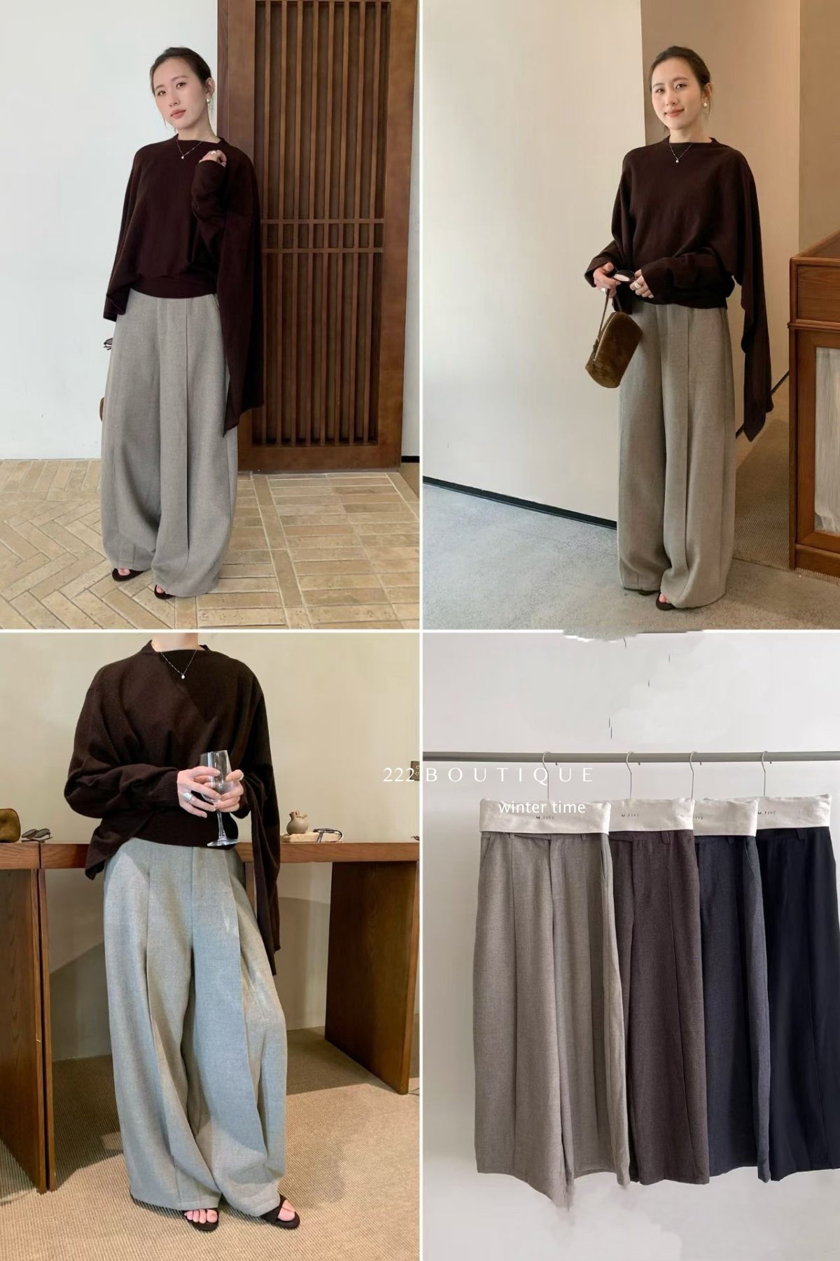 18q32 Wool blend straight-leg pants