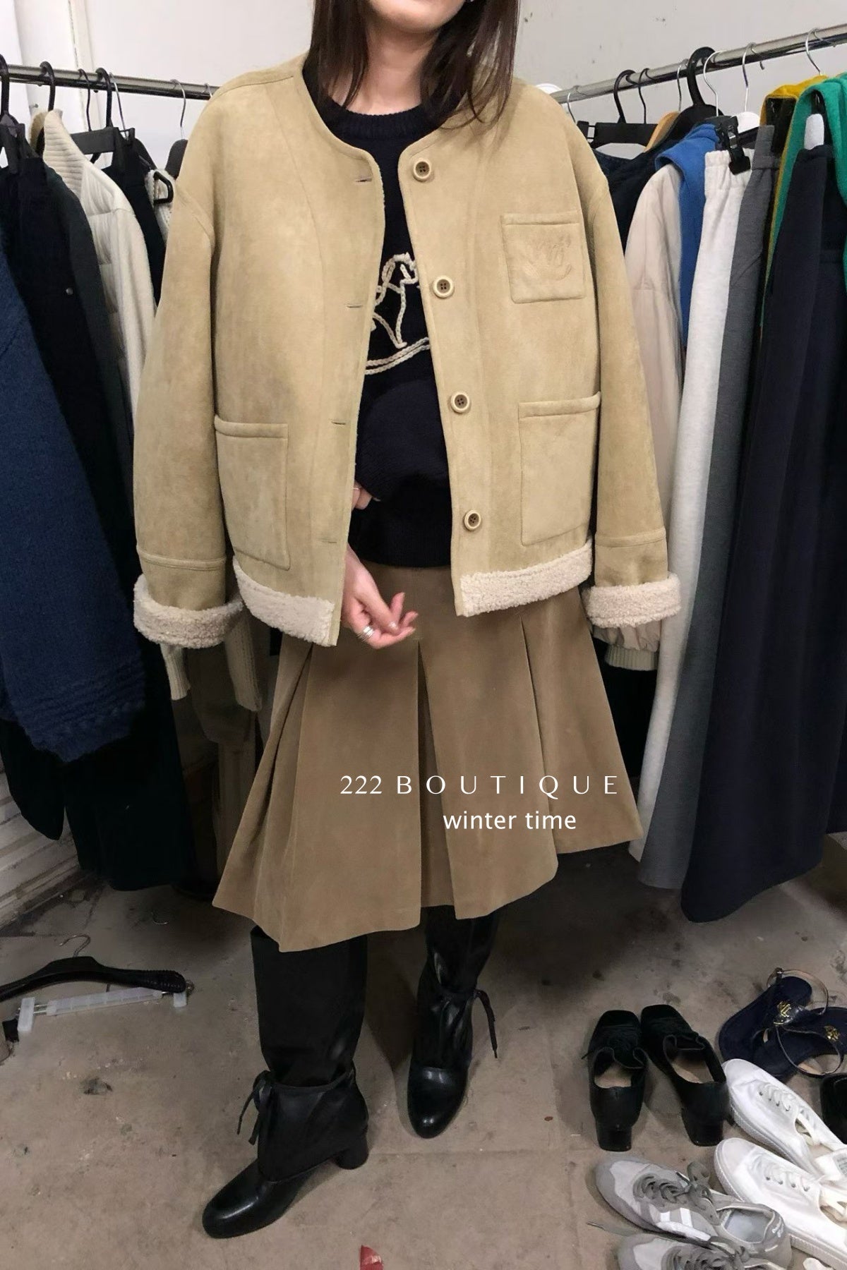 19a92 Suede shearling jacket