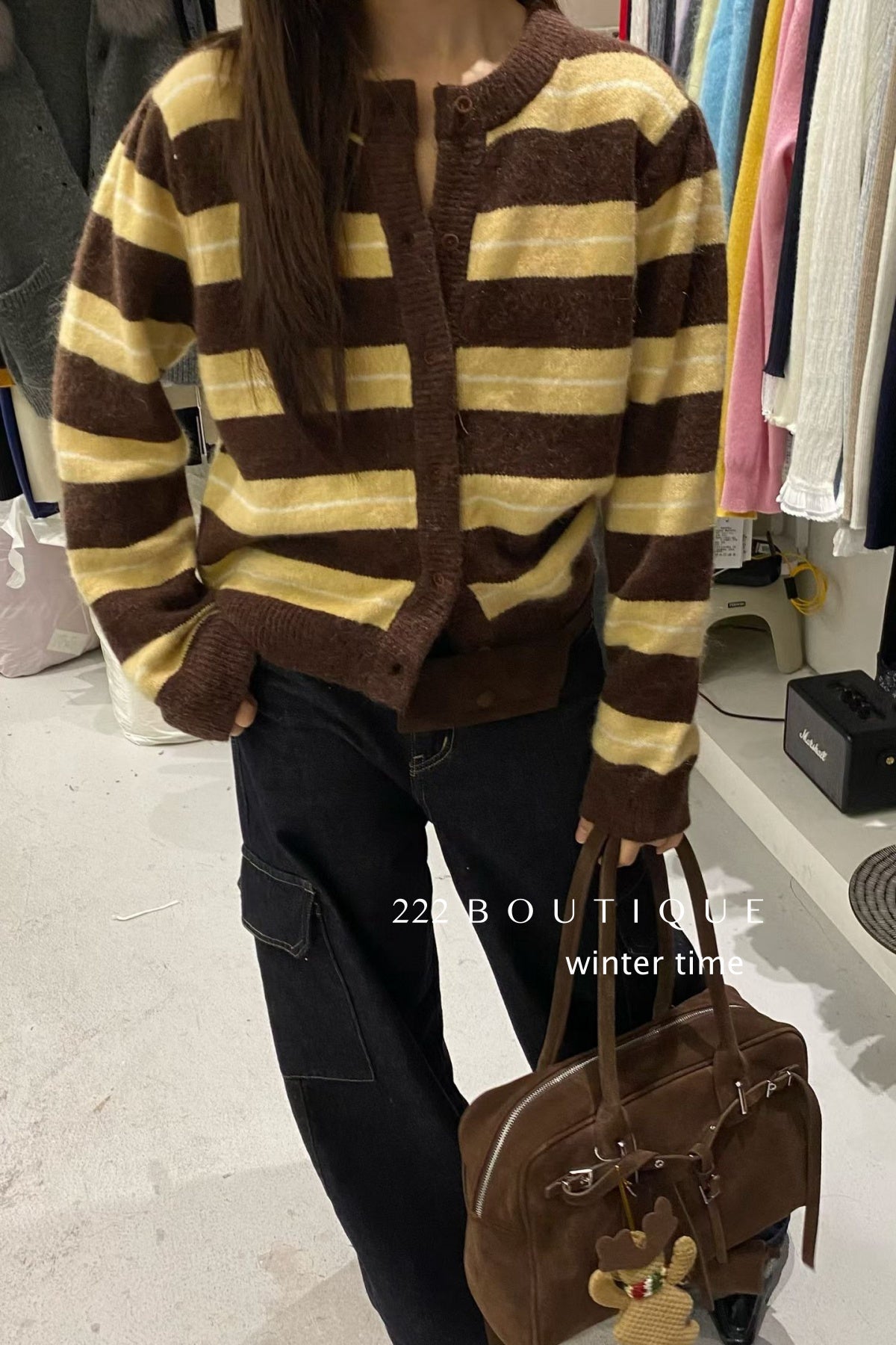 21a9 Striped cashmere cardigan