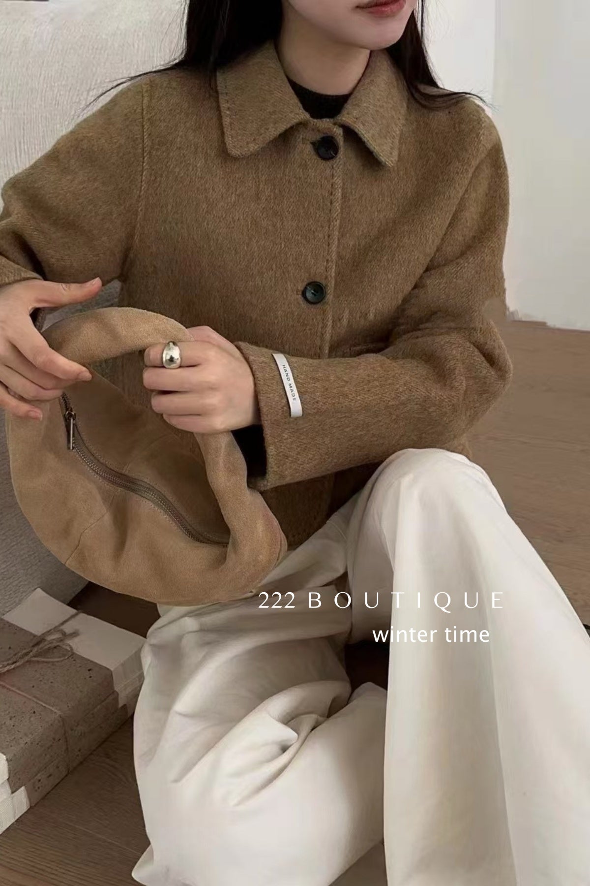 20a117 Hand-stitched cashmere wool coat