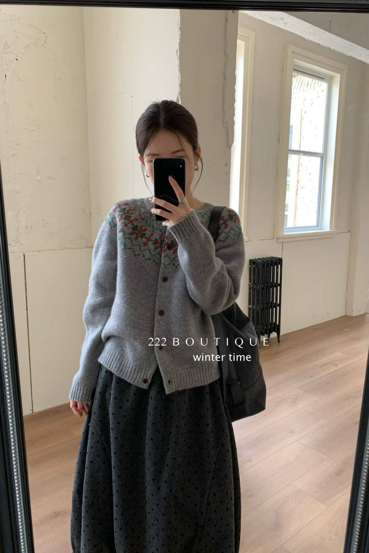 19a100 Cashmere patterned cardigan