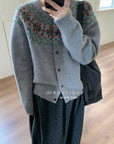 19a100 Cashmere patterned cardigan