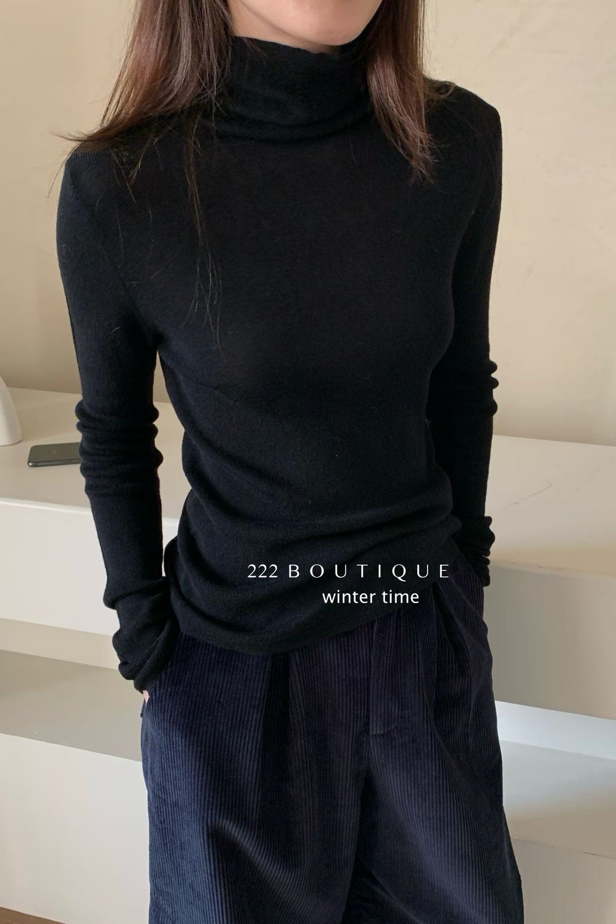 19a91 Basic cashmere turtleneck sweater
