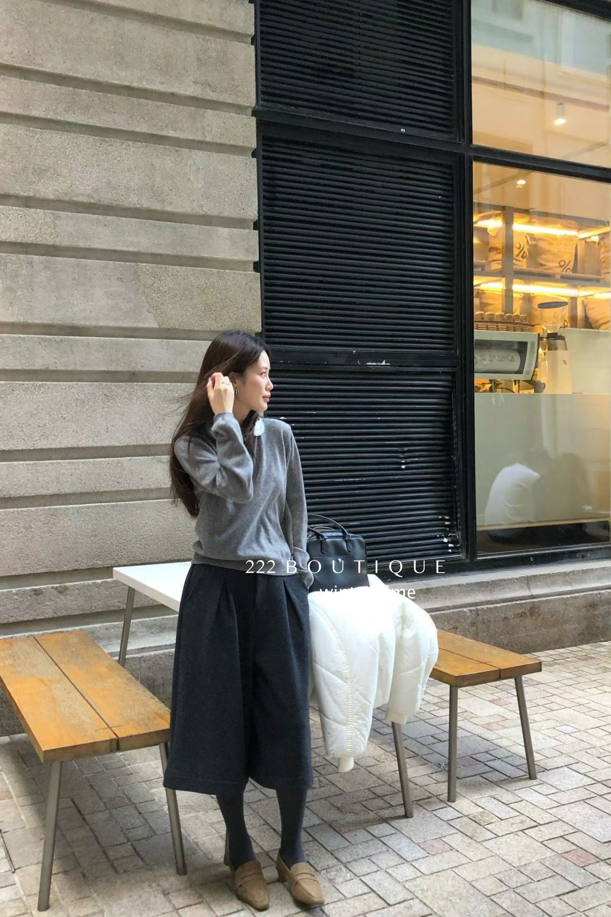 19a98 Cashmere knit shirt-collar top