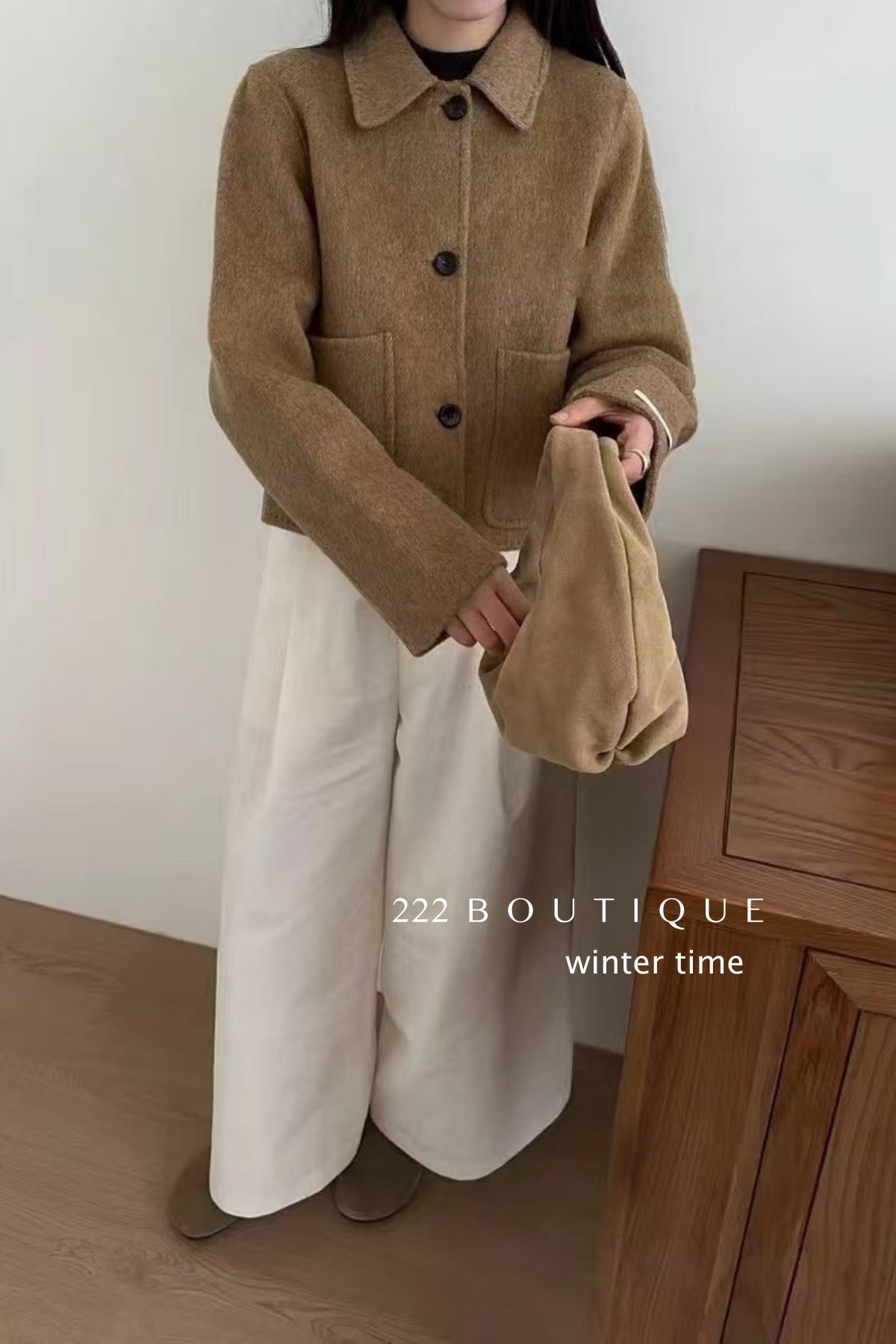 20a117 Hand-stitched cashmere wool coat
