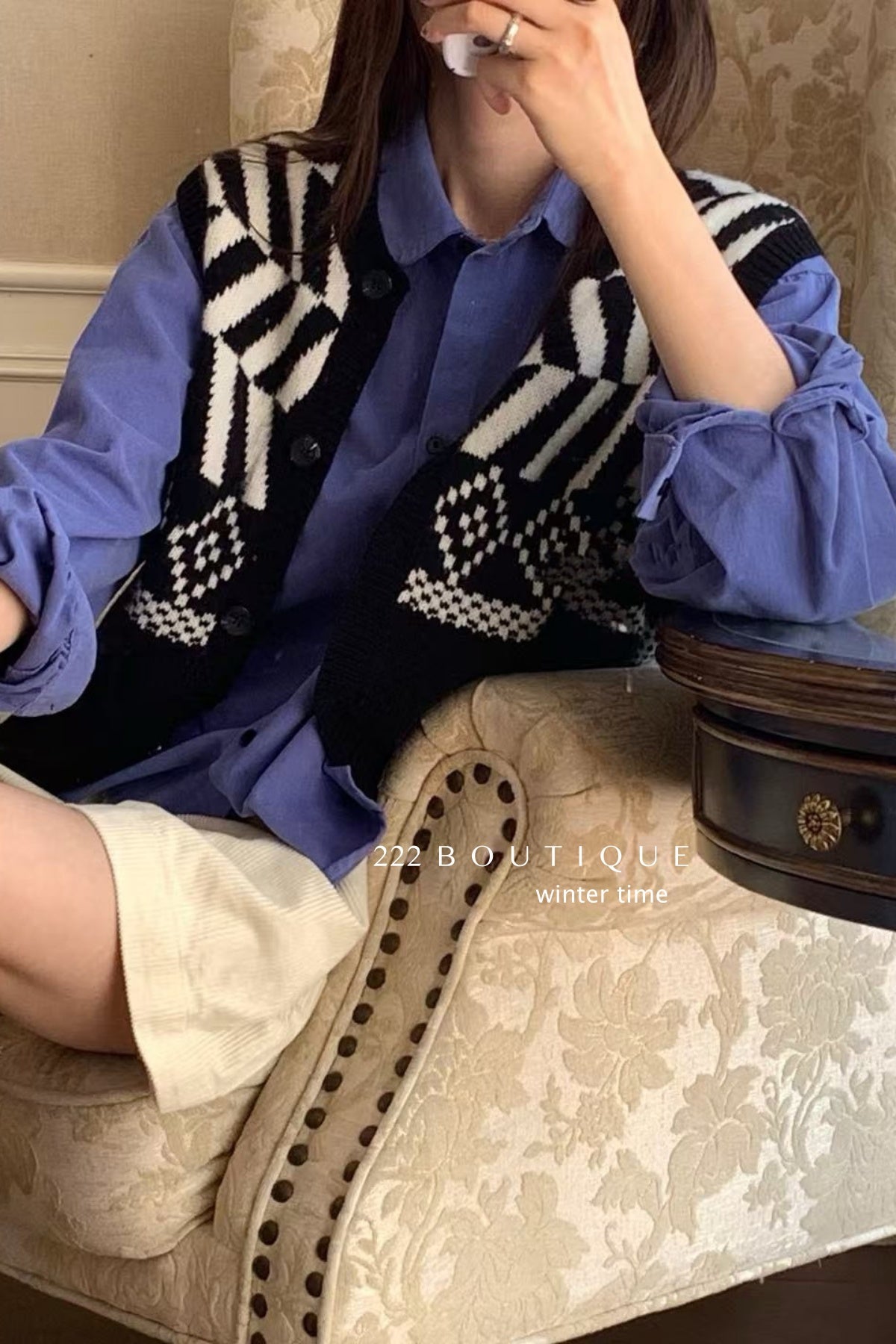 19a79 Cashmere patterned vest