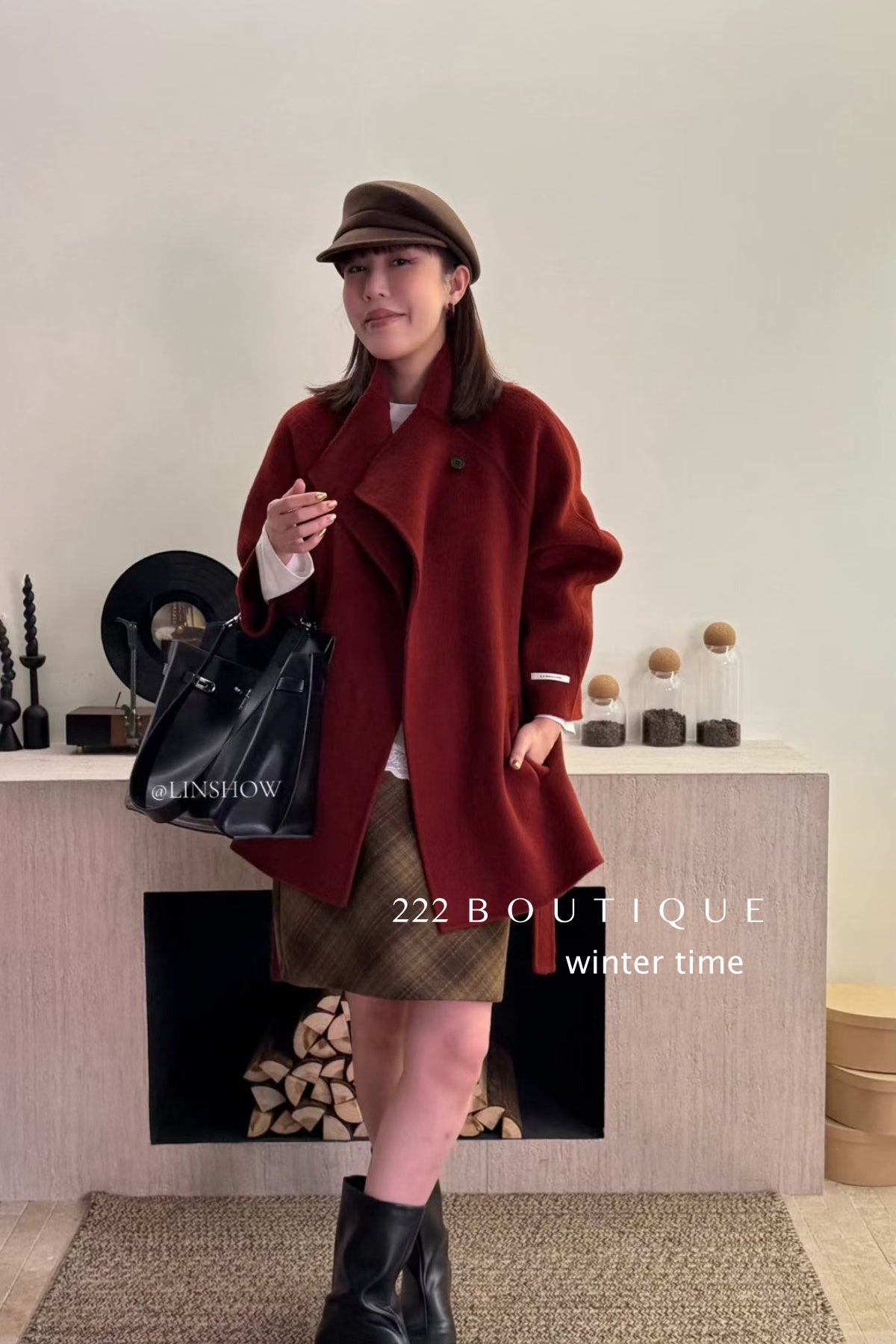 21a29 Mid-length notched-collar wool coat