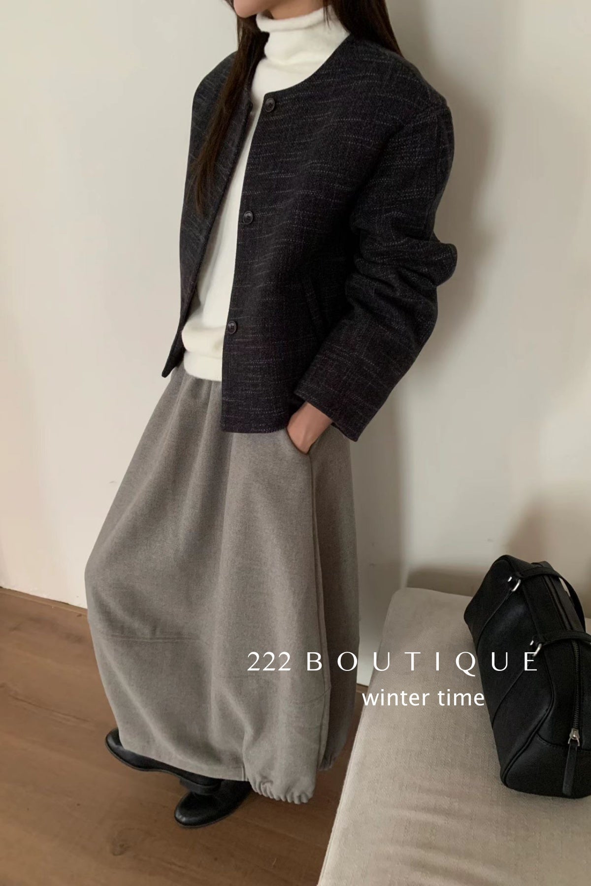 19v14 Wool bubble-hem skirt