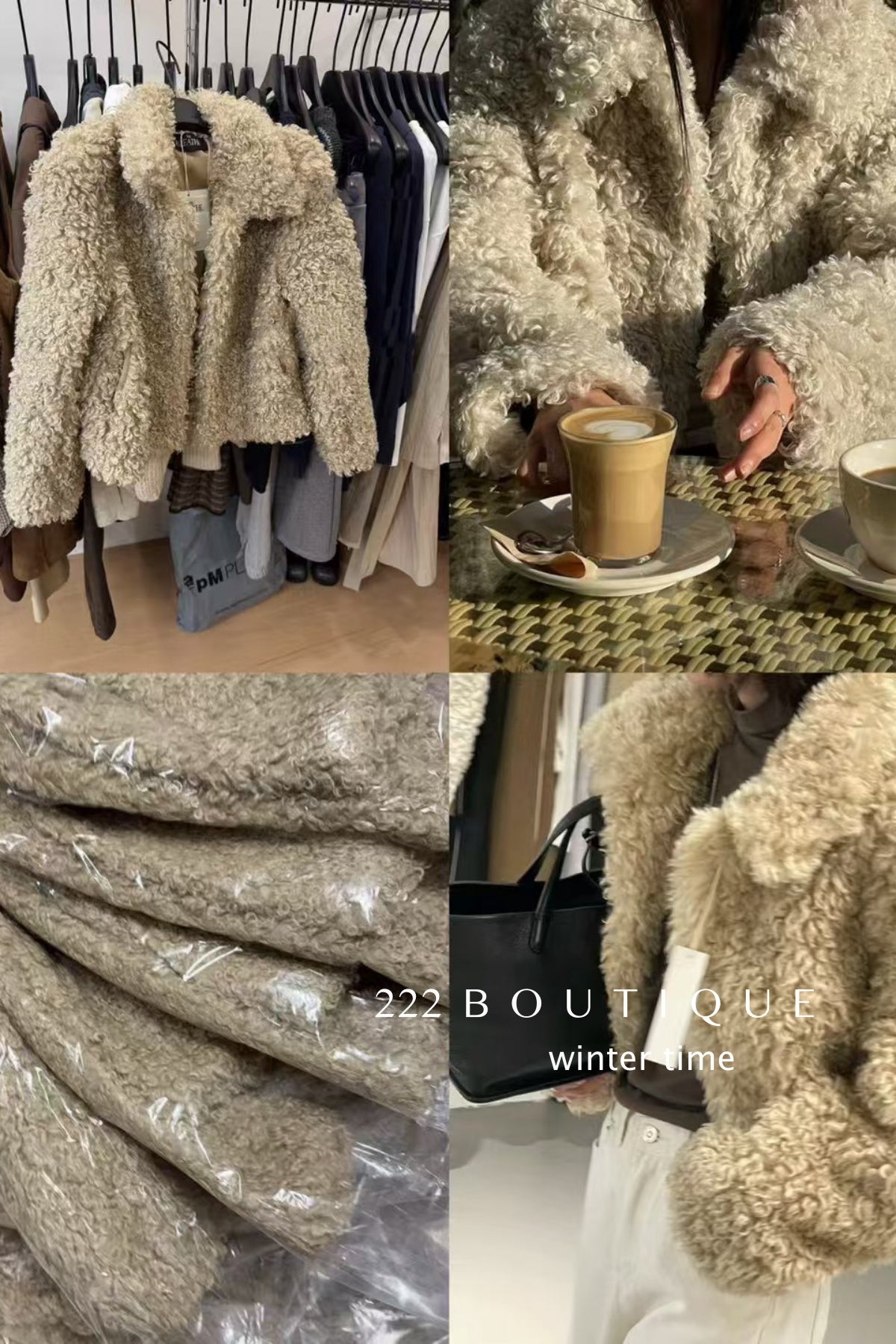 19a107 Fur notch-collar coat